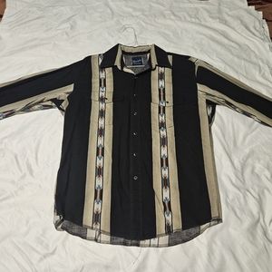 Wrangler Long Sleeve Button Up Pearl Snap Shirt Vintage Western Men's Size L